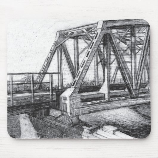 Tapis De Souris Pont vieux pencilart Monochrome noir et blanc (Devant)