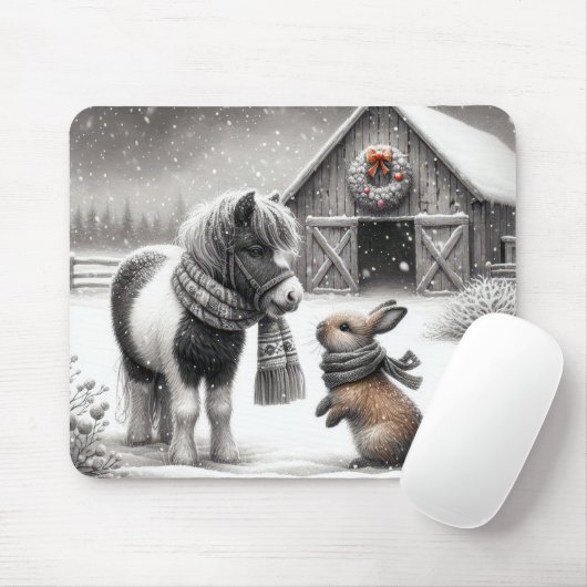 Tapis De Souris Pony et Bunny de Noël (Avec souris)