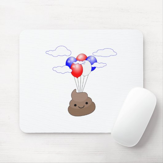 Tapis De Souris Poo Emoji Flying With Balloons (Avec souris)
