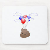 Tapis De Souris Poo Emoji Flying With Balloons (Devant)