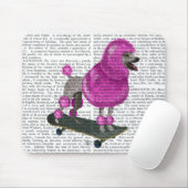 Tapis De Souris Poodé rose et planche à roulettes (Avec souris)