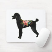 Tapis De Souris Poodle Dog Breed Boho Floral Silhouette (Avec souris)