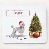 Tapis De Souris Poodle gris drôle Chien de Noël avec arbre (Devant)