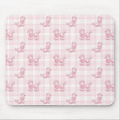 Tapis De Souris Poodles Roses Sur Plaid (Devant)