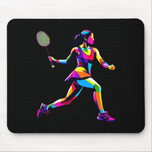 Tapis De Souris Pop Art Badminton Player Shutter Femmes Badmintone