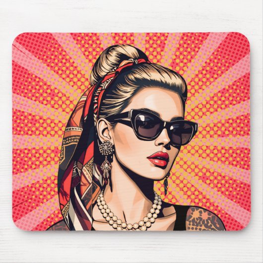 Tapis De Souris Pop Art Woman – Retro Chic (Devant)