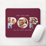 Tapis De Souris Pop multi photo moderne bordeaux élégant<br><div class="desc">Pop multi photo moderne contemporaine élégante typographie cadeau enfant. Fête des pères,  anniversaire ou cadeau de Noël idéal. La couleur bordeaux peut être changée.</div>
