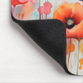 Tapis De Souris Poppies d'aquarelle rouge dans un champ (Coin)