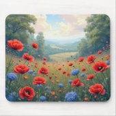 Tapis De Souris Poppies et champ de Dahlia (Devant)