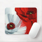 Tapis De Souris Poppies rouges et blanches (Avec souris)