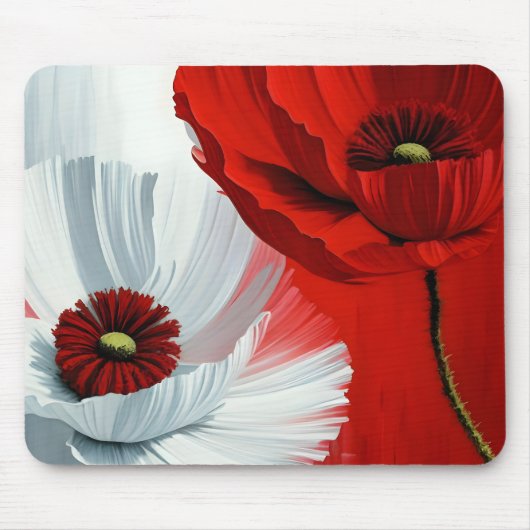 Tapis De Souris Poppies rouges et blanches (Devant)