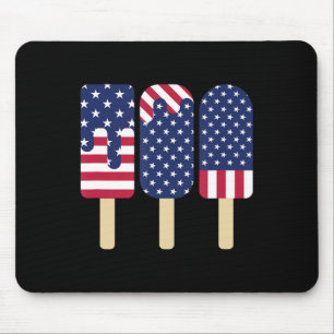 Tapis De Souris Popsicle du 4 juillet Drapeau américain patriotiqu