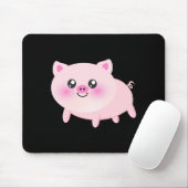 Tapis De Souris Porc rose mignon sur le noir (Avec souris)