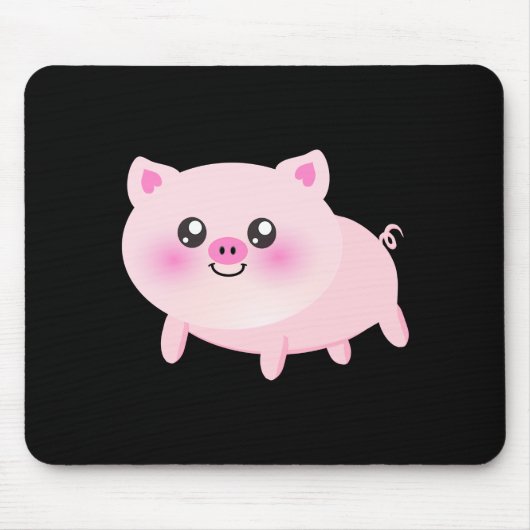 Tapis De Souris Porc rose mignon sur le noir (Devant)
