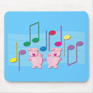 Tapis De Souris Porcelets de danse : Nous aimons la musique