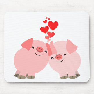 Tapis De Souris Porcs mignons de bande dessinée dans l'amour