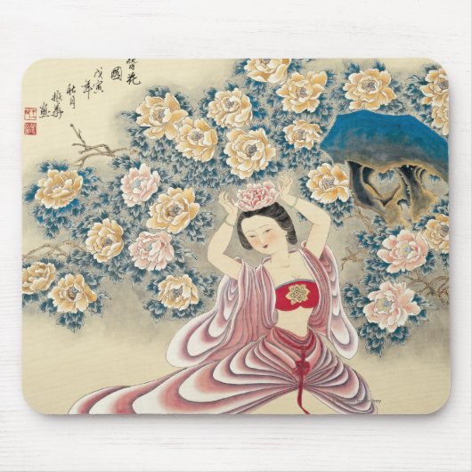 Tapis De Souris Port d'une fleur dans la tête (Devant)