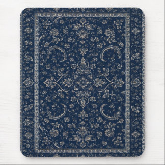 Tapis De Souris Porte-bloc à fleurs persan bleu marine