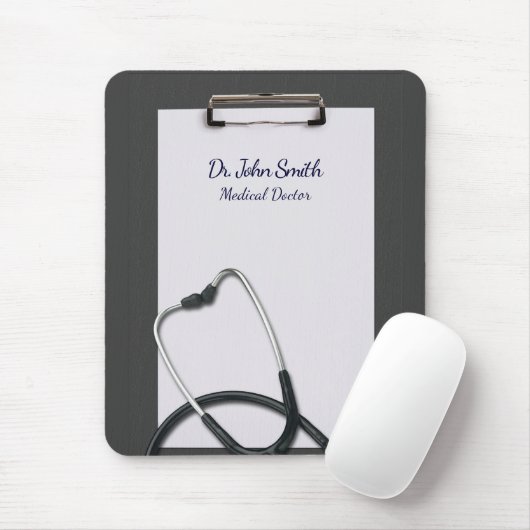 Tapis De Souris Porte - bloc gris Médicale avec stéthoscope (Avec souris)