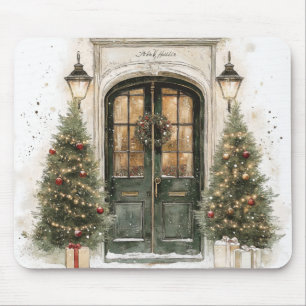 Tapis De Souris Porte élégante de brownstone de Noël