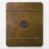 Tapis De Souris Porté en cuir Brown Look-Custom Initial (Devant)
