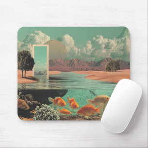 Tapis De Souris Porte surréaliste dans le désert avec sous-marin