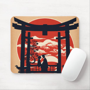 Tapis de souris Porte Torii japonaise au coucher d