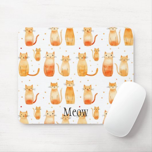 Tapis De Souris Portes et chats orange mignons (Avec souris)