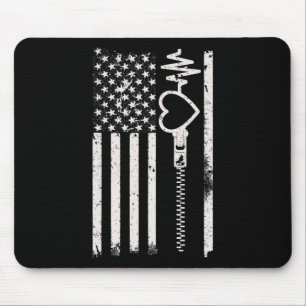 Tapis De Souris Portez Le Rouge En Février Usa Drapeau Pour Maladi