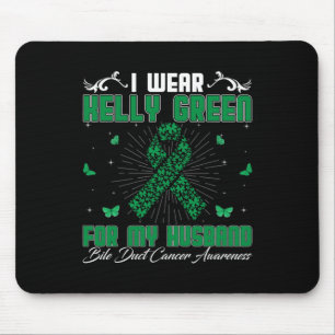 Tapis De Souris Portez le vert Kelly pour mon mari cancer des voie