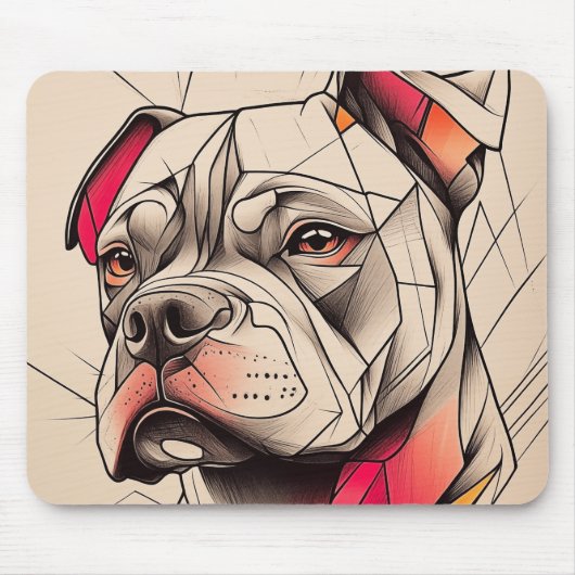 Tapis De Souris Portrait Abstrait Pit Bull (Devant)