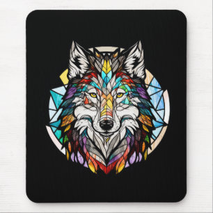 Tapis De Souris Portrait animal loup Verre tendu Forêt faunique