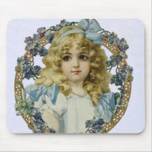 Tapis De Souris Portrait Antique de Petite Fille Enfant Beau