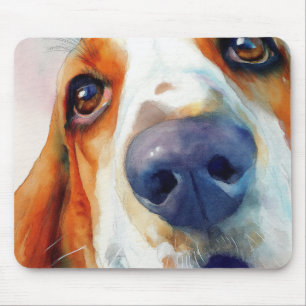 Tapis De Souris Portrait aquarelle de basset hound