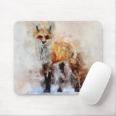 Tapis De Souris Portrait d'aquarelle Red Fox 02 (Avec souris)