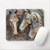 Tapis De Souris Portrait de cheval en métal sculpté (Avec souris)