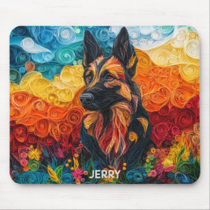 Tapis De Souris Portrait de chien berger allemand coloré
