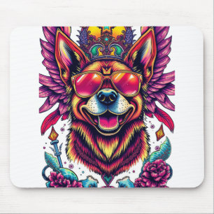 Tapis De Souris Portrait de chien heureux coloré