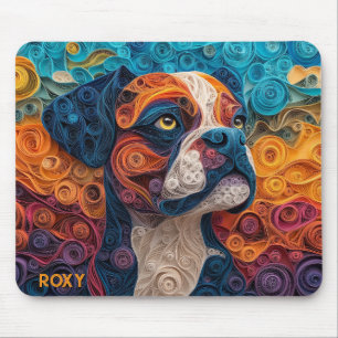 Tapis De Souris Portrait de chien Quilling de boîte coloré