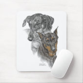Tapis De Souris Portrait de deux Dobermans (Avec souris)