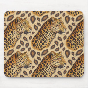 Tapis De Souris Portrait de léopard majestueux motif imprimé anima