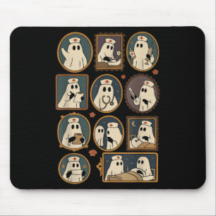 Tapis De Souris Portrait de l'infirmière fantôme drôle rétro