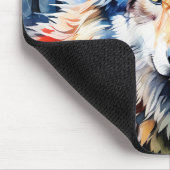 Tapis De Souris Portrait de loup sauvage et dynamique en aquarelle (Coin)