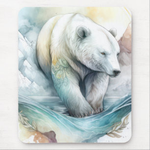 Tapis De Souris Portrait de l'ours polaire Peinture animale Faune 