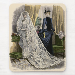 Tapis De Souris Portrait de mariage de mariée vintage, mariée vict
