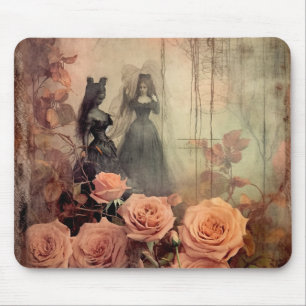Tapis De Souris Portrait de rose victorienne gothique foncée