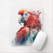 Tapis De Souris Portrait d'oiseaux perroquets Peinture animale Fau (Avec souris)