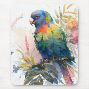 Tapis De Souris Portrait d'oiseaux perroquets Peinture animale Fau