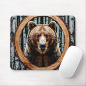 Tapis De Souris Portrait d'ours frappant (Avec souris)