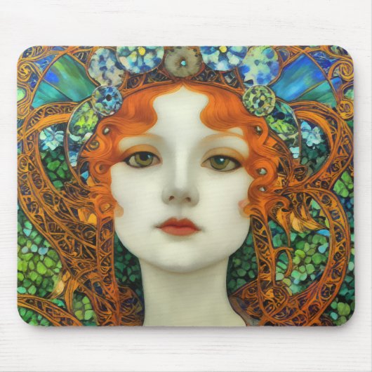 Tapis De Souris Portrait d'une belle femme en verre tendu (Devant)